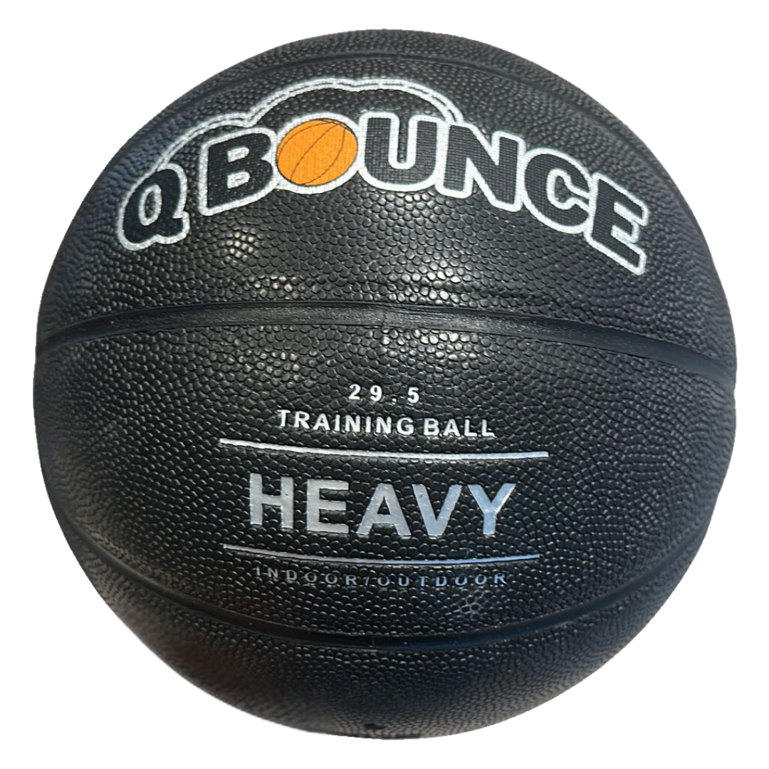 QBounce Weighted Basketball black heavy training ball with textured grip for improved strength and control.
